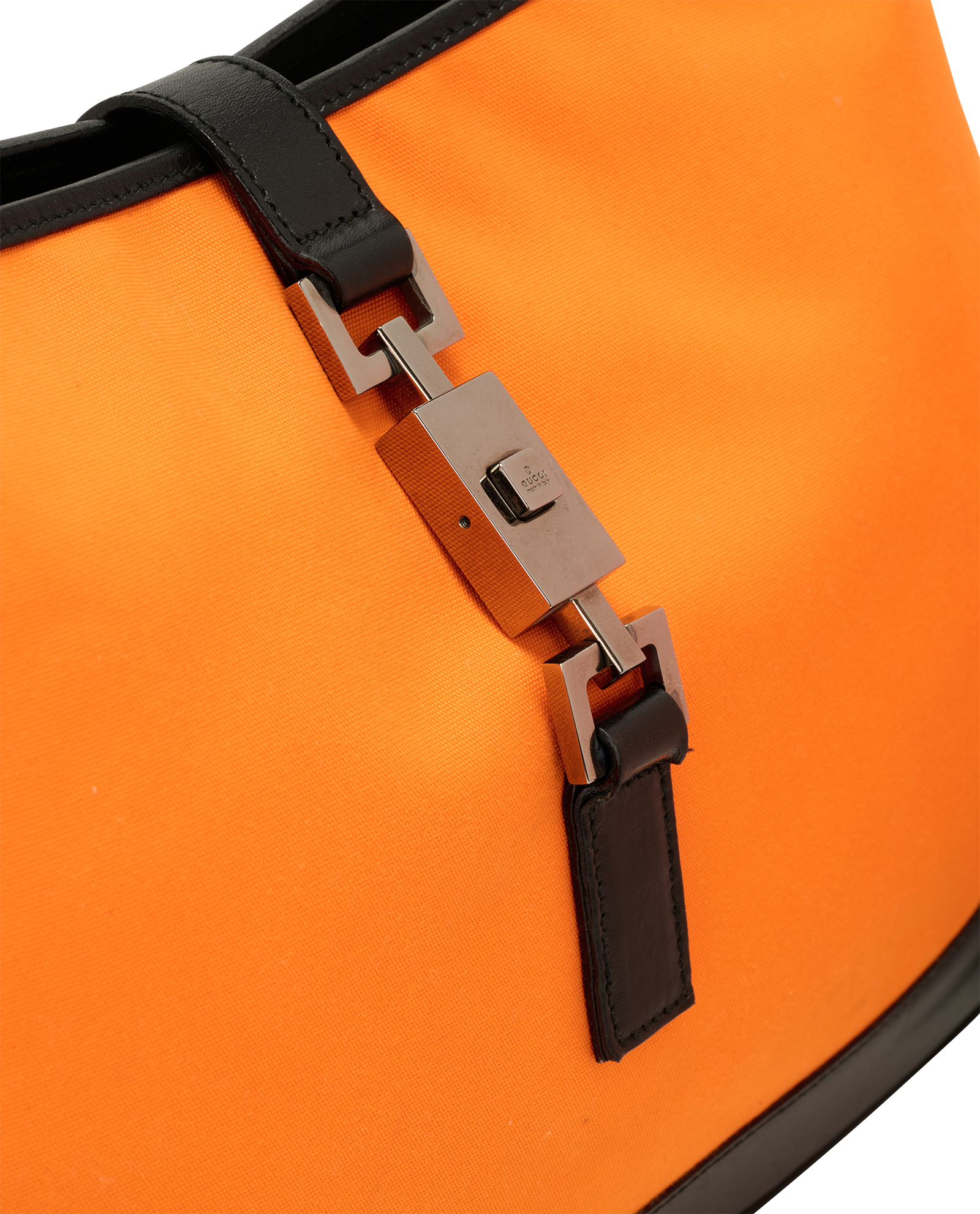 Jackie Shoulder Bag, &pound;320, Handbags, Black/Orange, Leather/Nylon, Other view